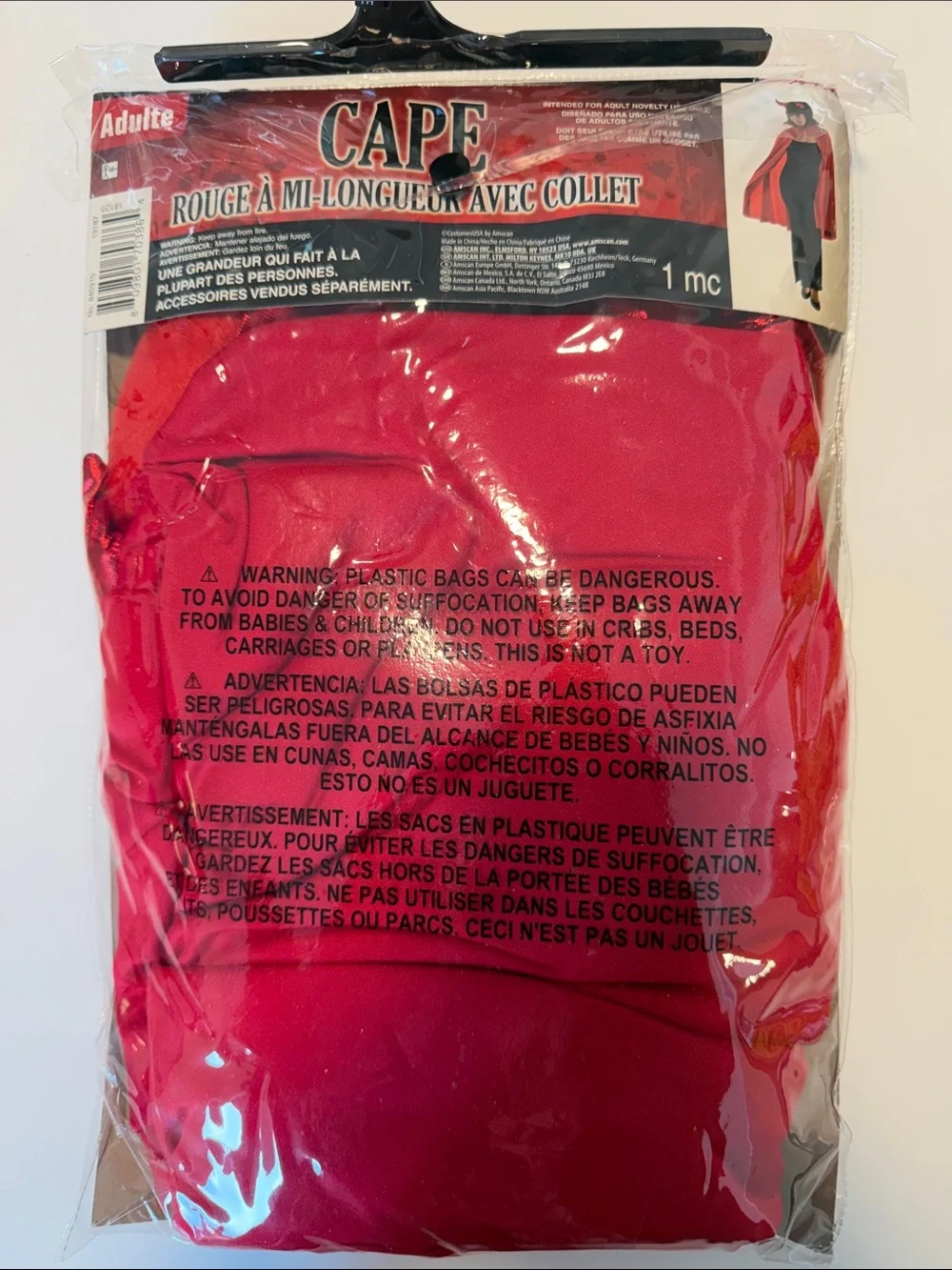 Party City Red Mid-Length Collared Cape